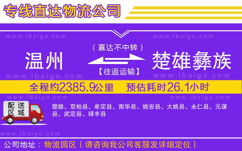 溫州到楚雄彝族自治州貨運專線