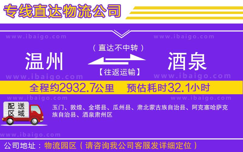 溫州到酒泉貨運(yùn)專線