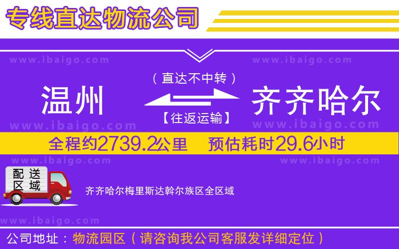 溫州到齊齊哈爾梅里斯達(dá)斡爾族區(qū)貨運(yùn)專(zhuān)線(xiàn)