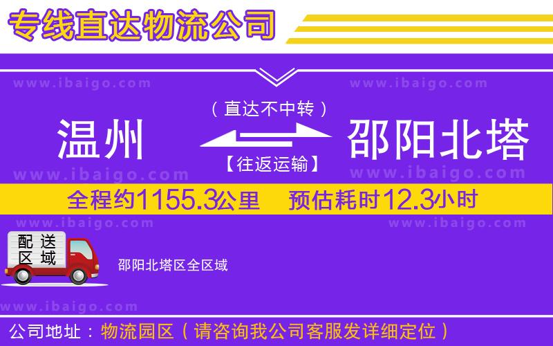 溫州到邵陽(yáng)北塔區(qū)物流公司