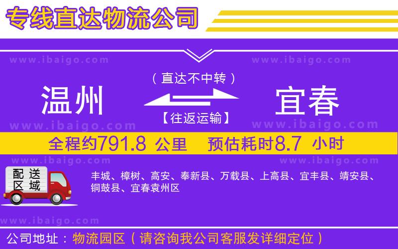 溫州到宜春貨運公司