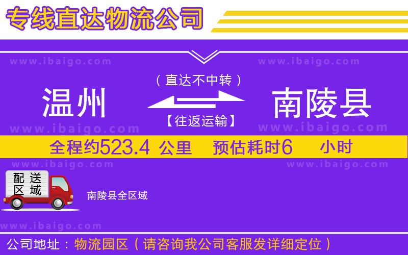 溫州到南陵縣貨運(yùn)專(zhuān)線(xiàn)
