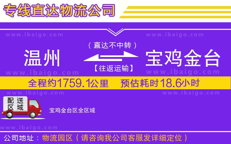 溫州到寶雞金臺區(qū)貨運(yùn)公司