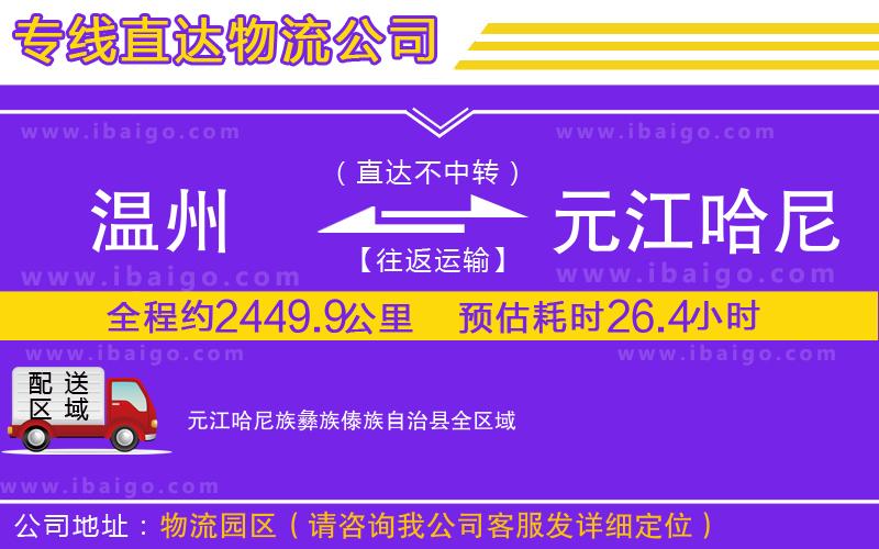 溫州到元江哈尼族彝族傣族自治縣貨運專線